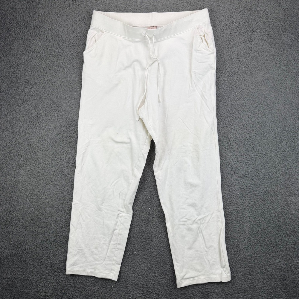 White Stag Womens Large Petite White Cotton Blend Drawstring Sweatpants
